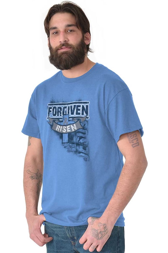 Forgiven and Risen Jesus Christ Plus Size Crewneck Graphic Tee Shirt Brisco Brands 2X