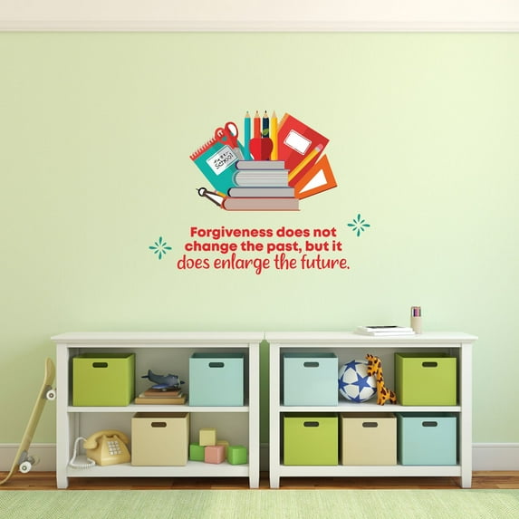 Forgiveness Book School Class Quote Cartoon Quotes Decors Wall Sticker Art Design Decal for Girls Boys Kids Room Bedroom Nursery Kindergarten Home Decor Stickers Wall Art Vinyl Decoration (12x20 inch)