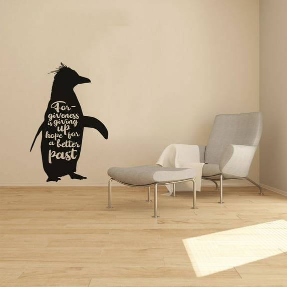 Forgiveness Is Giving Up Hope For A Better Past Quote Crested Penguin Silhouette Design Vinyl Wall Sticker Art Decal Boys Girls Kids Room Design Bedroom Nursery Kinder Home Decoration Size(30x22 inch)