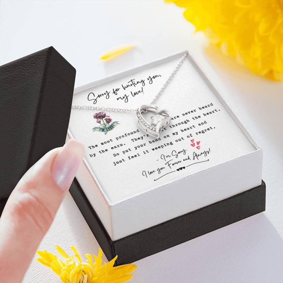 Forgiveness Necklace, I'm Sorry Gift for Her, Apology Gift from Husband with Meaningful Message Card Inside, Heart-Shaped Jewelry for Her