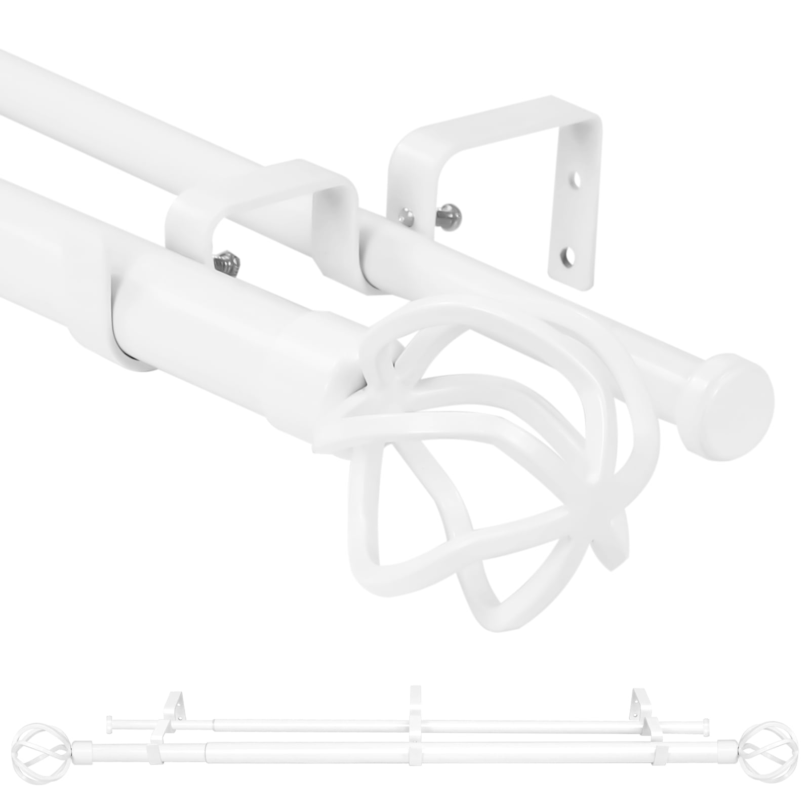 Forgrow 1 Inch Twisted Ball Finials Adjustable Double Drapery Curtain