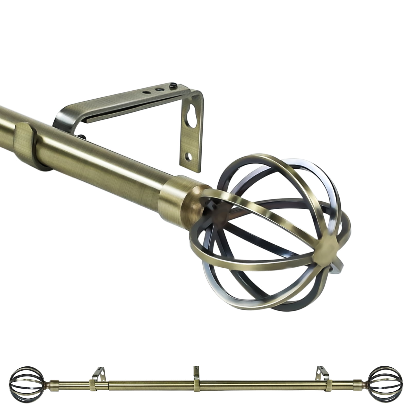 Forgrow 3/4 Inch Adjustable Steel Cage Ball Window Drapery Curtain Rod ...