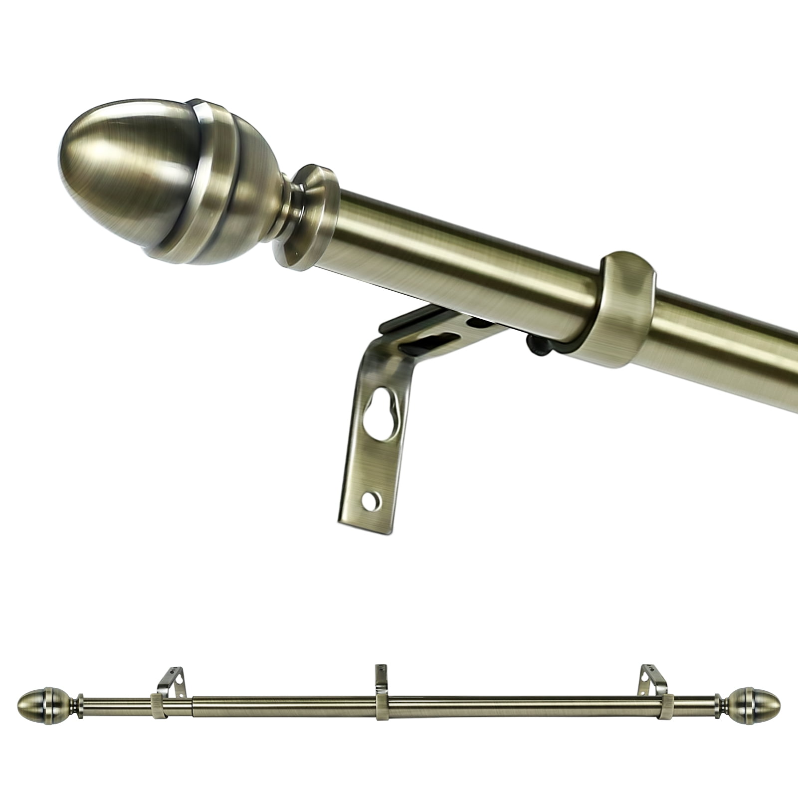 Forgrow 5/8" Adjustable Single Drapery Curtain Rod with Acorn Finials