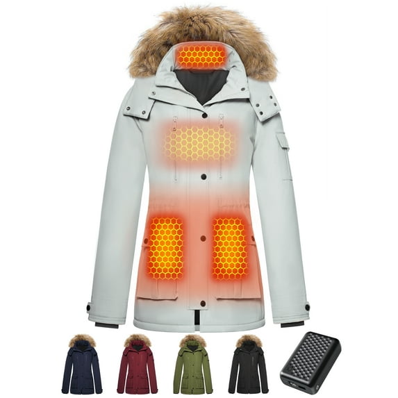 Forievic Graphene Heated Jacket for Women, Large Capacity Battery Pack, Waterproof, Windproof, USB Charging, Ideal for Outdoor Camping Skiing