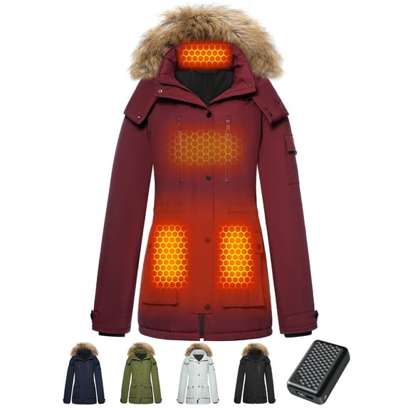 Forievic Graphene Heated Jacket for Women, Large Capacity Battery Pack, Waterproof, Windproof, USB Charging, Ideal for Outdoor Camping Skiing