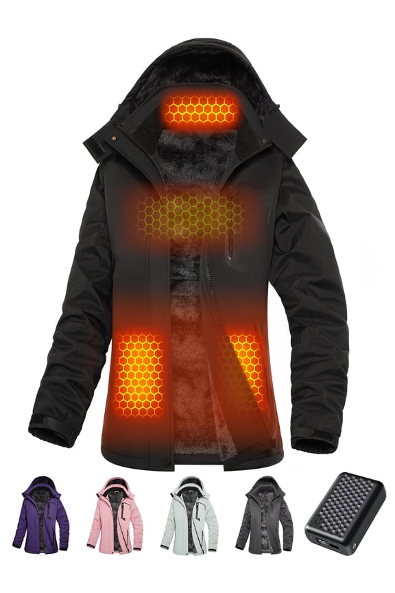 Graphene Women's Heated Jacket with 7.4V Battery Pack - Fleece-Lined Electric Warming Coat, USB-Puffer Thermal Sweater Vest, Waterproof Winter Gear for Camping, Skiing, Christmas Gifts