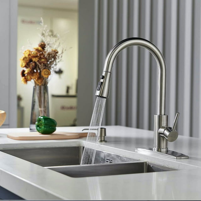 Forious Kitchen Faucet for Pull Down Sprayer Single Handle Sink Faucet Brushed Nickel in Kitchen