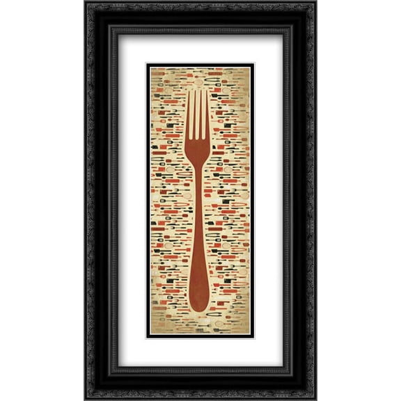 Fork 2x Matted 14x24 Black Ornate Framed Art Print by Grey, Jace