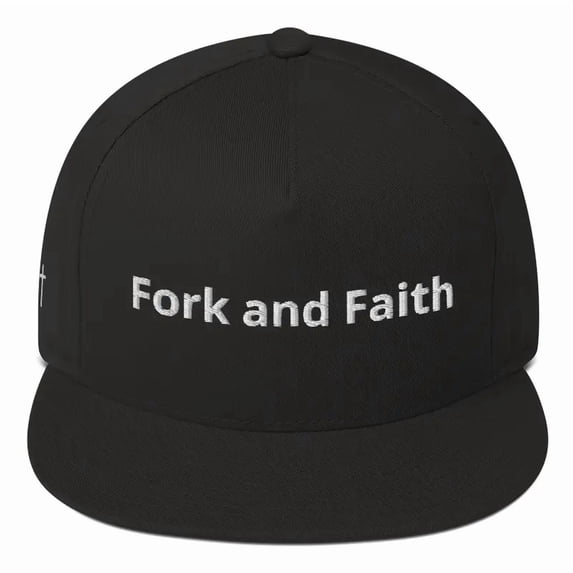Fork and Faith Embroidered Hat, Unique Statement Cap with Bold Lettering, Adjustable Streetwear Style for Men and Women, Perfect for Foodies, Faith Lovers, Casual Outfits and Everyday Fashion