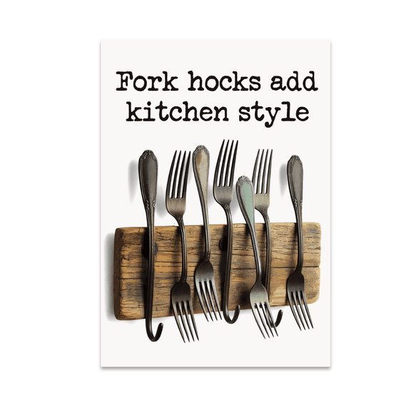 Fork Hooks Add Kitchen Style - Upcycled Kitchen Decor Enthusiast - 13x19 Poster Print