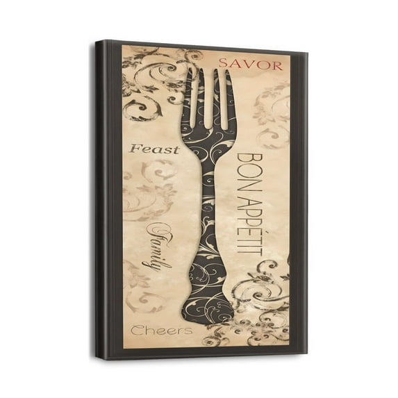 Fork, Knife, Spoon Wall Art Golden Rustic Print Perfect for Kitchen or Restaurant (12X16inch)