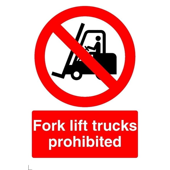 Fork Lift Trucks Prohibited. Metal Safety Warning Hazard Sign, Warehouse Site Size: 16 x 12 Inch