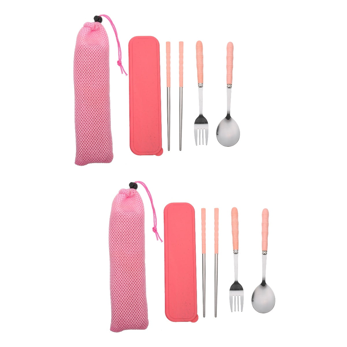 Fork Spoon Chopsticks Combination Camping Spoons 2 Sets Flatware