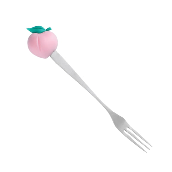 Fork, Thickened Stainless Steel Cute Peachy Decor Small Dessert Fork, 1 Pack Premium Cute Tableware, for Tasting Fruit Cake Snack Dessert Suitable for Home Kitchen Party Daily Dining Use