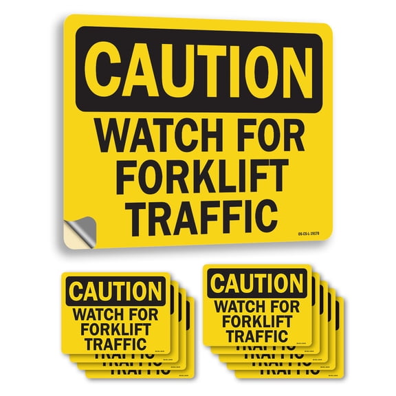Forklift 2 OSHA Caution Vinyl Decal Label 24 Inch x 18 Inch - 10 Pack