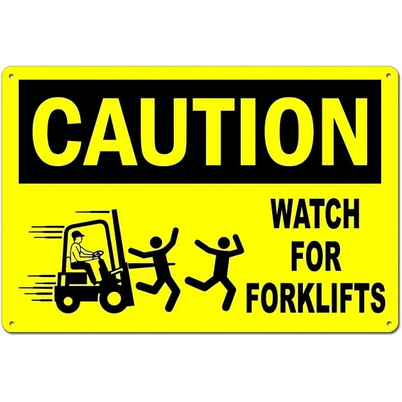Forklift Attention Watch Vintage Funny Novelty Sign - 8"x12" Metal Aluminum Decor, Gift for Garden Man Cave Cafes Office Store Pubs Club