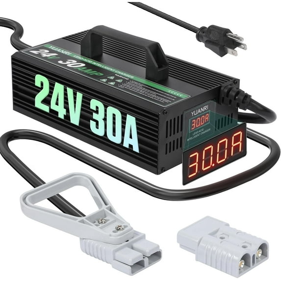 Forklift Battery Charger 24V 30A Smart Forklift Charger with LCD Display 24 Volt Battery Charger 30 AMP 24 Volt Trickle Charger with Anderson Plug for Lead Acid Battery Forklift