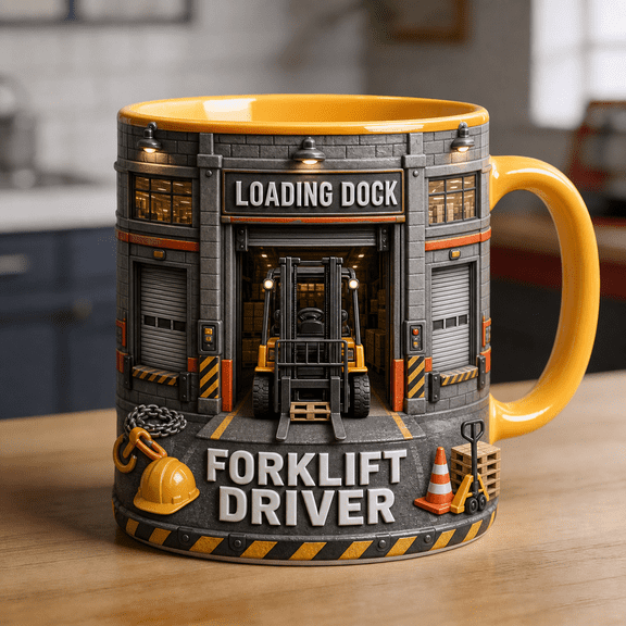 Forklift Driver Mug 3D Effect Warehouse Forklift Loading Dock Gift