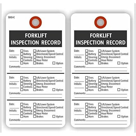 Forklift Inspection Record, 5.75" X 3", White Paper, 2 Sided, Pack of 100