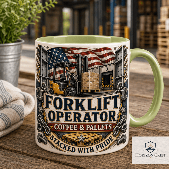 Forklift Operator Mug Patriotic Coffee Cup for Warehouse Driver Gift