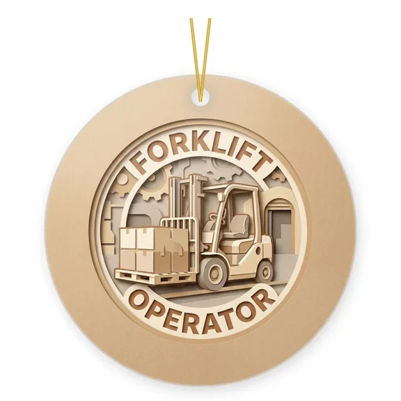 Forklift Operator Ornament Christmas Gift For Warehouse Worker 2D FLAT CIRCLE Ceramic Ornament