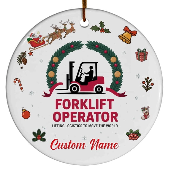 Forklift Operator Ornament Customizable Ornament for Loved Ones, Coworkers, Friends or Family, Christmas 2025 Holiday Tree Decoration