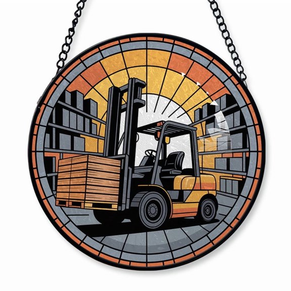 Forklift Operator Stained Glass Suncatcher Window Hanging Custom Text Window Hanging Christmas 2025, Unique Gifts for Forklift Operator, Family, Mom or Dad