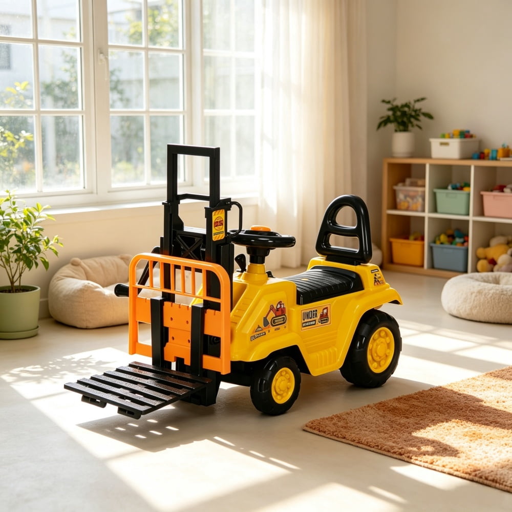 Forklift Ride-on Toy, Sit and Scoot Construction Toy with Under Seat Storage for 3-Year-Old Boys & Girls
