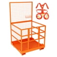 thumbnail image 1 of Forklift Safety Cage,1800LBS Capacity Forklift Man Basket Work Platform with Guardrail and Safety Lock for 1-3 People,2 Wheels with Brakes and 2 Wheels Without Brakes, 1 of 7