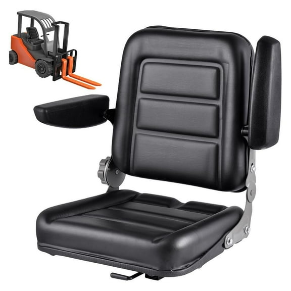 Forklift Seat Adjustable Lawnmower Seat with Armrest Compact Forklift Seats Replacement Fits Excavator Dozer Skid Loader Telehandler Tractor
