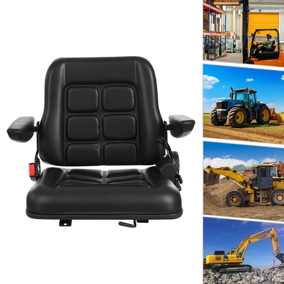 Forklift Seat, Forklift Seat with Safety Belt and Armrest, Tractor Excavator Seat for vehicles such as UTVs, ATVs, golf carts, forklifts, bulldozers, aerial lifts, floor scrubbers