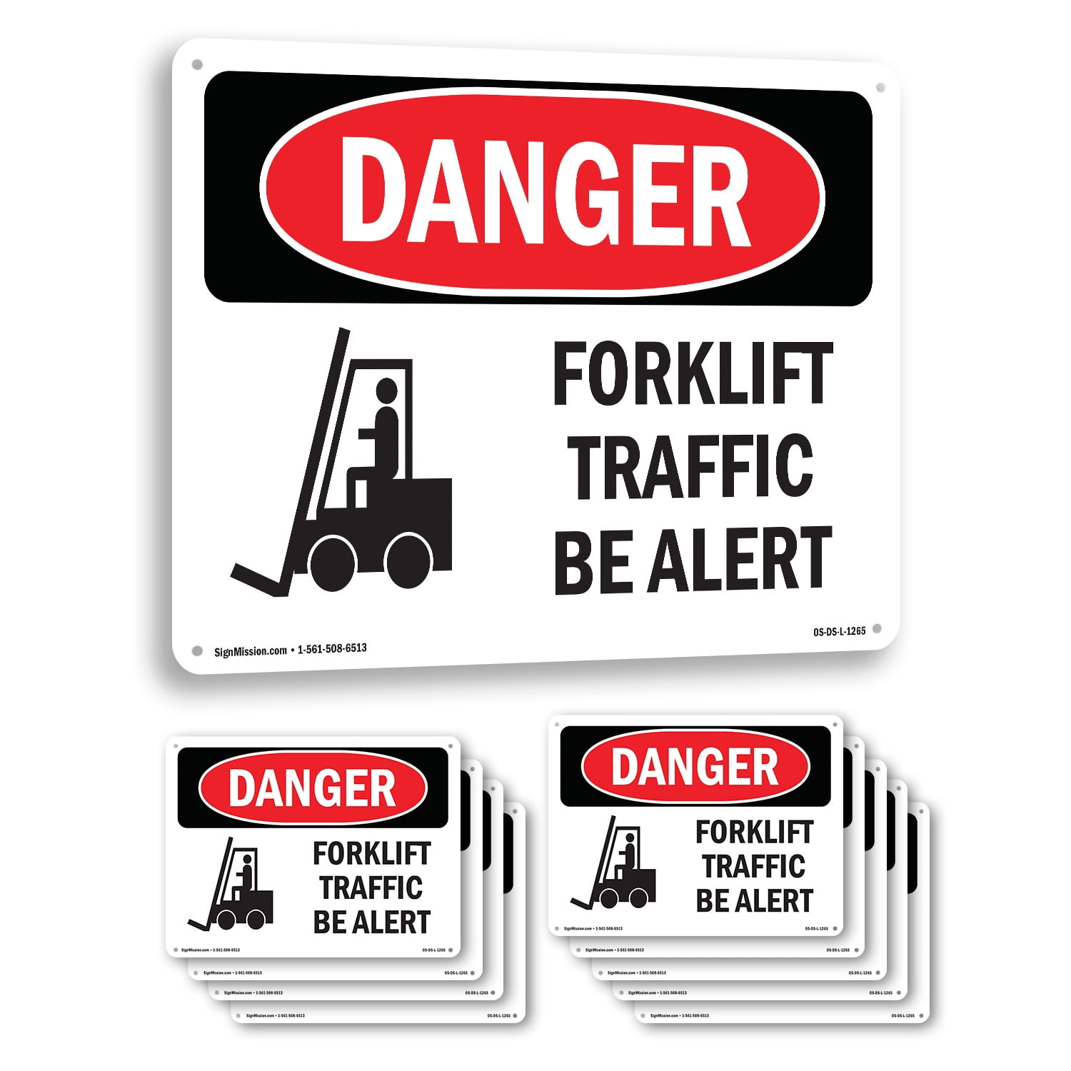 Forklift Traffic Be Alert OSHA Danger Aluminum Sign 18 Inch x 12 Inch ...
