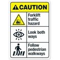 thumbnail image 1 of Forklift Traffic Hazard Look Both Ways Follow Pedestrian Walkways Sign, ANSI Caution Sign Facility Signs, Traffic Signs Metal Sign NO.28591 Metal Tin Sign 8x12 Inch, 1 of 4
