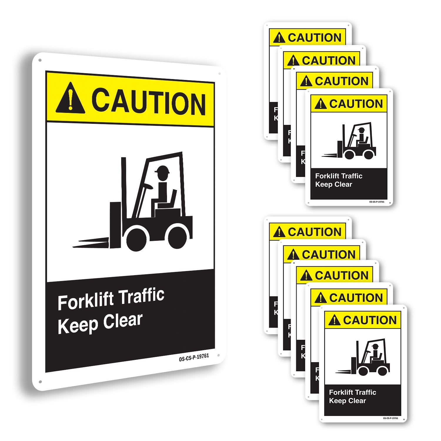 Forklift Traffic Keep Clear ANSI Caution Aluminum Sign 24 Inch x 18 ...