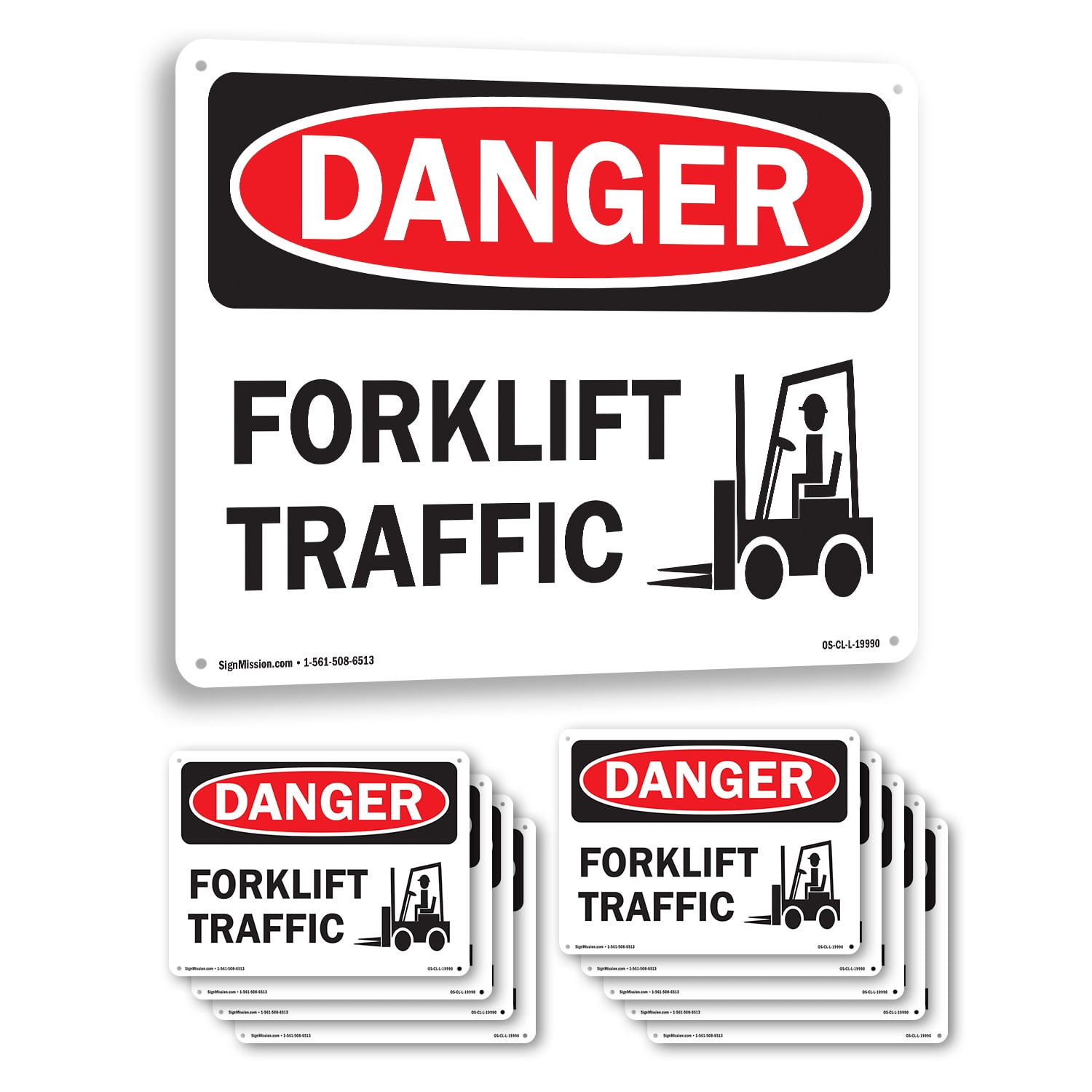 Forklift Traffic OSHA Danger Aluminum Sign 18 Inch x 12 Inch - 10 Pack ...