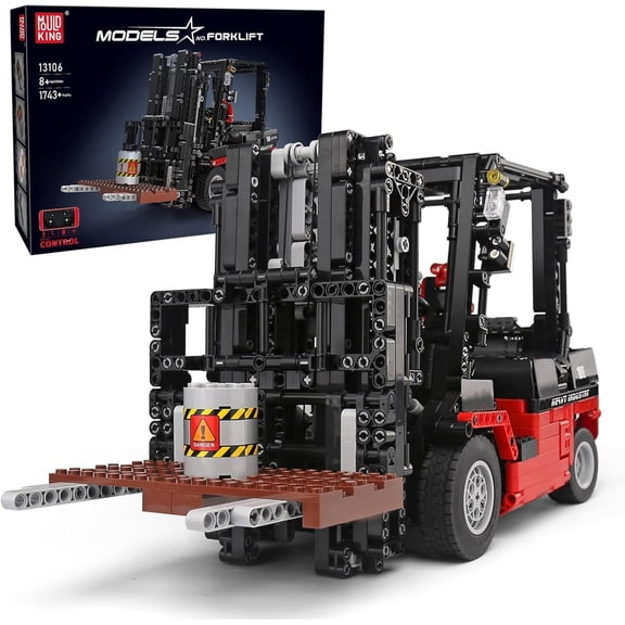 13106 Forklift Truck Building Block Kit, MOC Remote Control Heavy-Duty Shelf Lifted Truck Model Toy, Gift Toys(1,719 Pieces