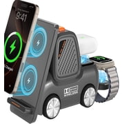 Forklift Wireless Charging Station with Bluetooth Speaker, 4 in 1 Wireless Fast Charger Multiple Devices, Compatible with iPhone16 15 14 13 Pro Max Series, Apple iWatch, Airpods, Android Phones