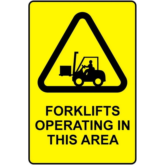 Forklifts Operating in This Area Metal Tin Sign - 8"x12", Industrial/Commercial Decor for Warehouses, Factories, Loading Docks