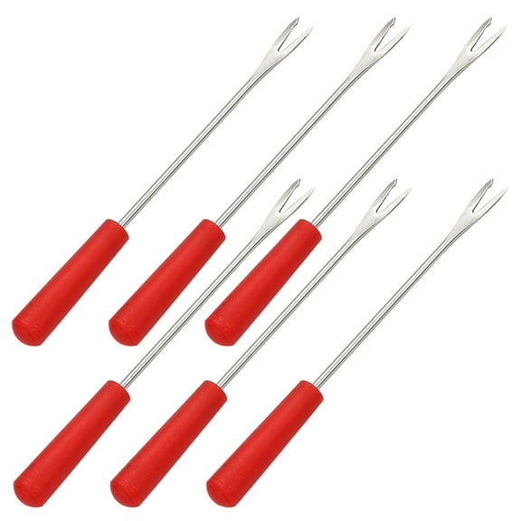 NIAIZEK Chocolate Candy Dipping Forks, Red PP Plastic, 6 Pieces, Ideal for Fondue, Dessert, and Party Use