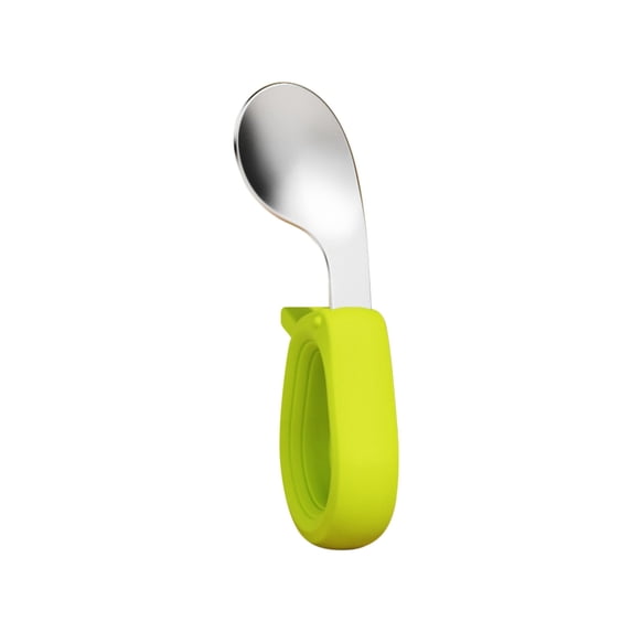 Forks Stainless Steel 316 Short Handle, Spoons Stainless Steel Elbow Training, Children's Learning Tableware for Complementary Food 1.57x4.33 Inch