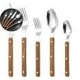 thumbnail image 1 of Forks and Spoons Set, Wooden Handle Flatware Set 5-Piece Stainless Steel Cutlery Set Wooden Spoons Dinner Knife Dinner Fork and Spoon Set, 1 of 6