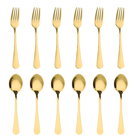 Forks and Spoons Silverware Set, Stainless Steel Flatware Cutlery Set for Home, Kitchen and Restaurant（8/12/24 Pcs; Silver/Gold）