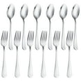thumbnail image 1 of Forks and Spoons Silverware Set, Stainless Steel Flatware Cutlery Set for Home, Kitchen and Restaurant（8/12/24 Pcs; Silver/Gold）, 1 of 8