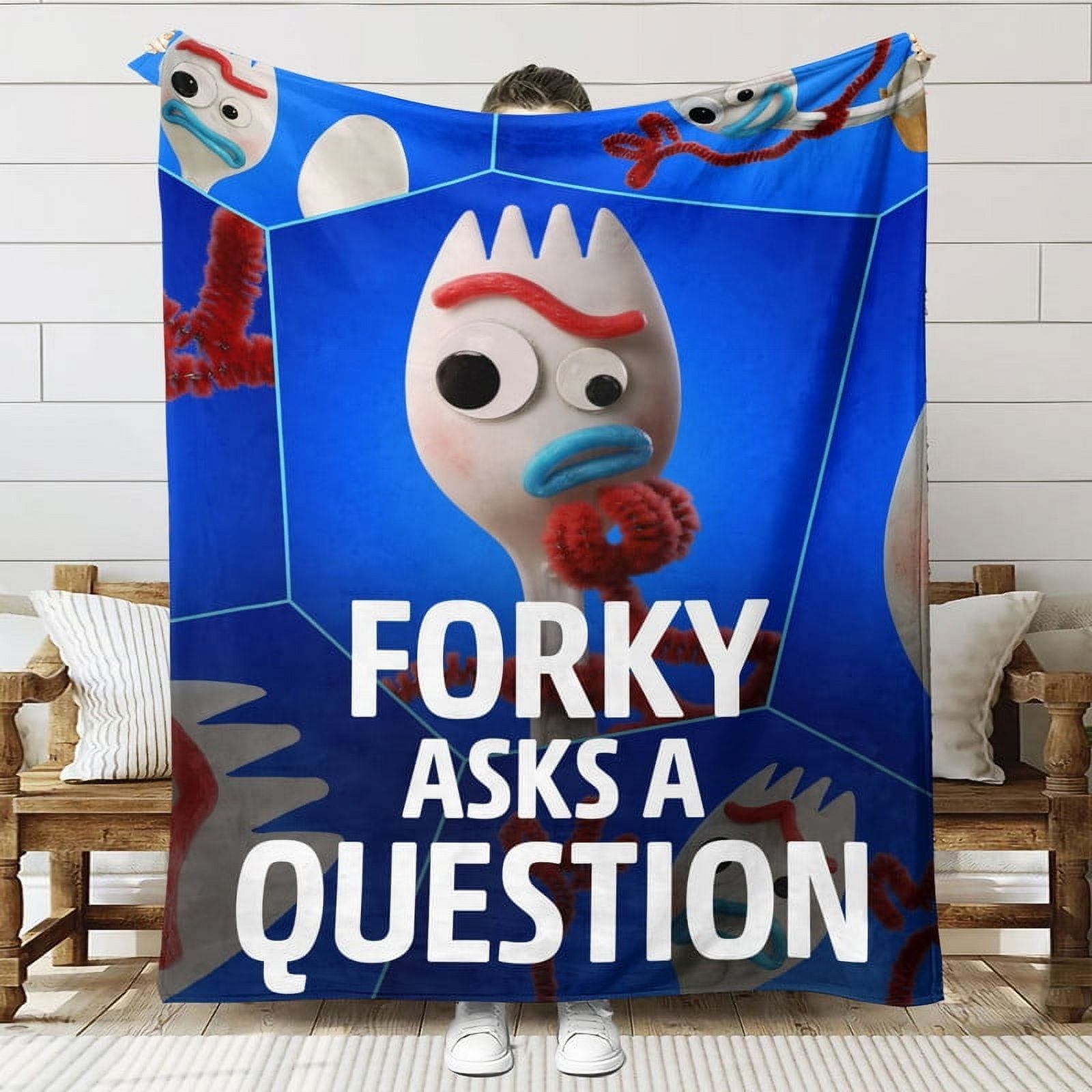 Forky Asks a Question Throw Blanket Gifts for Fans Lover Girls Boys Women Present Hoodie Him Bed 30"x40"