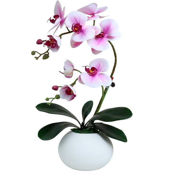 Forlaoers 17 Inch Purple Artificial Orchid Wedding Centerpiece with Vase Indoor Home Decor