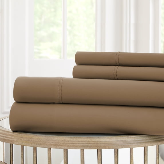 Benzara BM203039 Forli Microfiber Twin Size Sheet Set with Nano Technology, Brown - 4 Piece