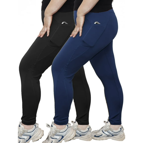 Forloe 2 Pack Plus Size Leggings with Pockets for Women High Waist Tummy Control Workout Yoga Pants