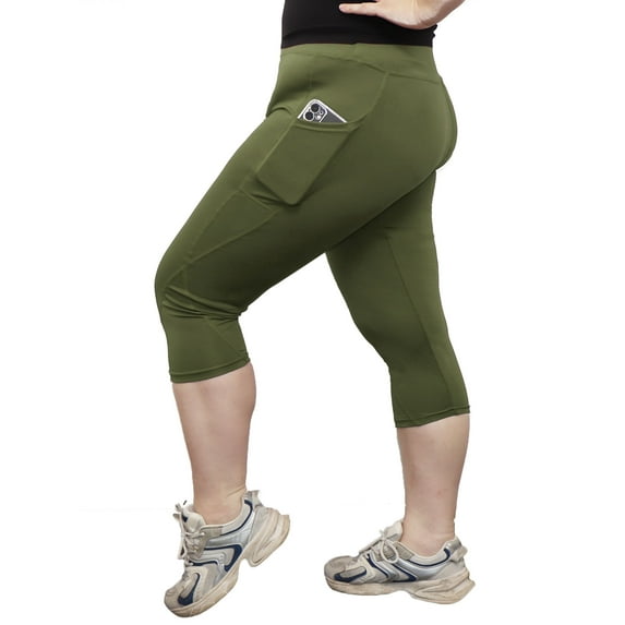 Forloe Plus Size Capri Leggings for Women Stretchy S-4X Tummy Control High Waist Spandex Workout Yoga Pants