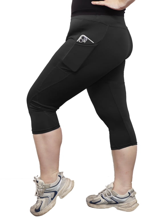 Plus Size Capri Leggings for Women Stretchy S-4X Tummy Control High Waist Spandex Workout Yoga Pants