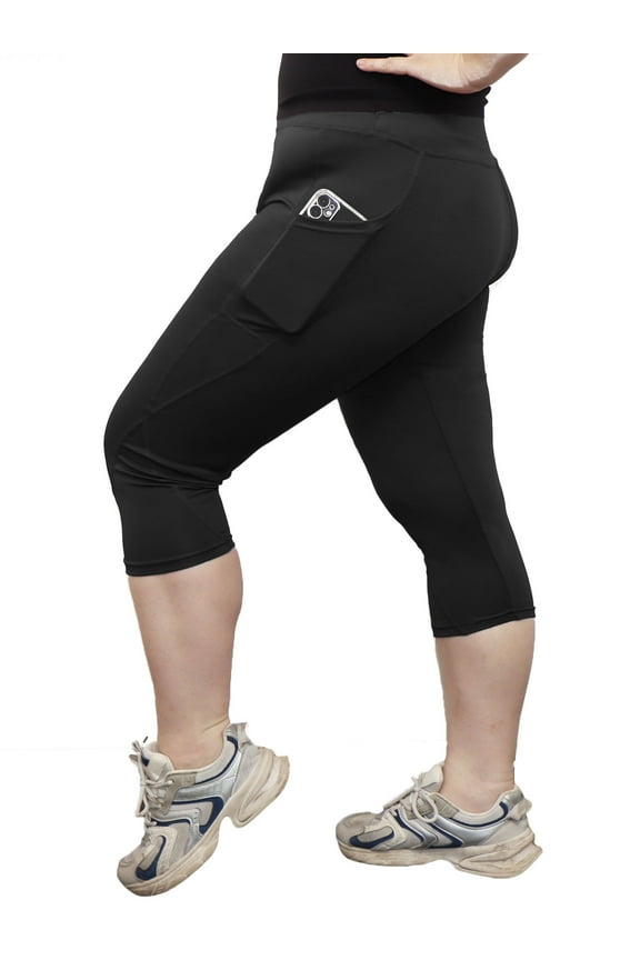Plus Size Capri Leggings for Women Stretchy S-4X Tummy Control High Waist Spandex Workout Yoga Pants